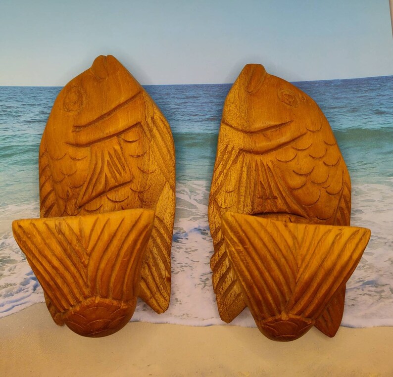 Wooden FISH WALL PLAQUES Fish Hooks Rod Holder Etsy