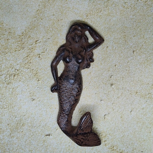 MERMAID KEY/COAT Hook Hat Hook-Cast Iron-Coastal Decor-Beach Cottage Decor-Mermaid towel hook ~ fREE sHIPPING