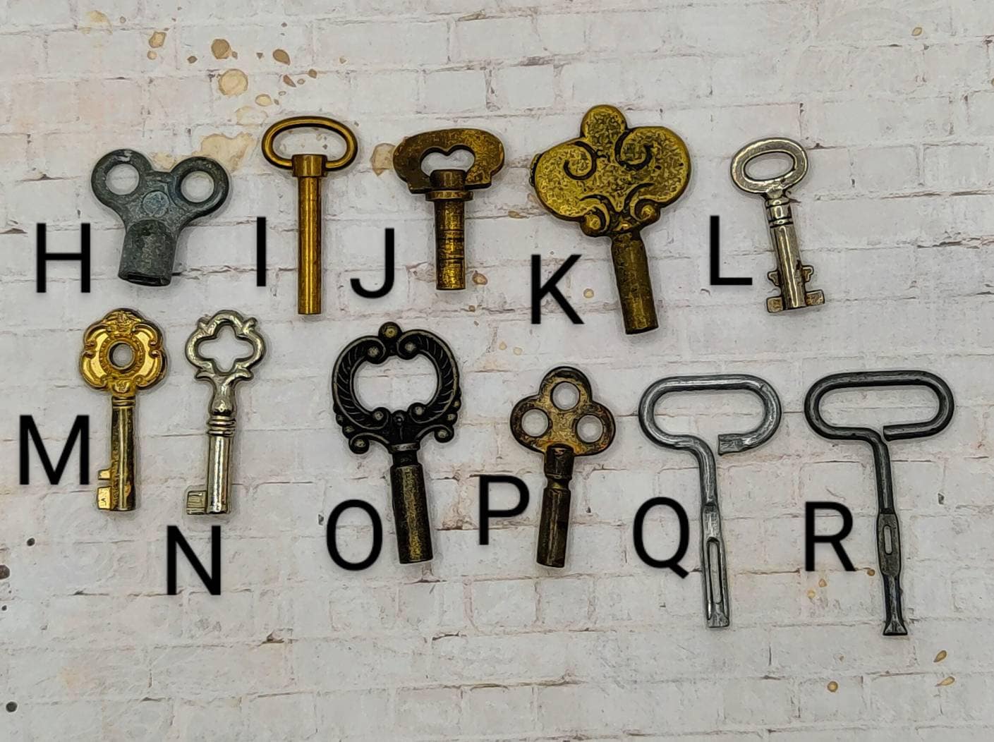 3 Small Vtg Bi-Metallic Open Barrel Antique Skeleton Keys In A Variety Of  Cuts I