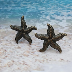METAL STARFISH KNOB ~ Drawer ~ Cabinet ~ Hat hook ~ Bronze color ~ fREE sHIPPING