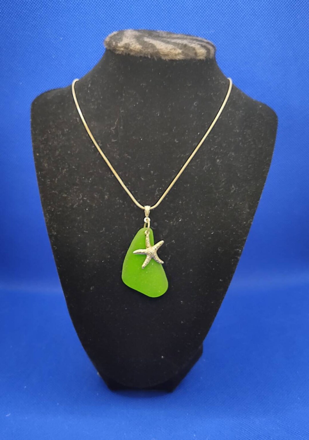 SEA GLASS PENDANT ~ Starfish Charm ~ Sand Dollar Charm ~ Silver Chain ...