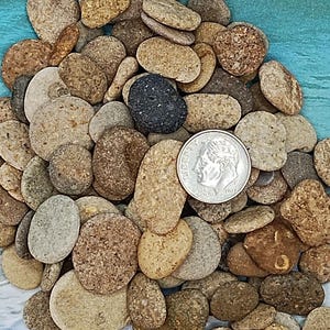 STONE MINI ROCKS ~ 10-100pcs ~ up to Dime size ~ Surfed tossed Pebbles ~ Jewelry ~ Zen ~ Fairy Garden ~ Sailors Valentine ~  Beach ~ Cottage