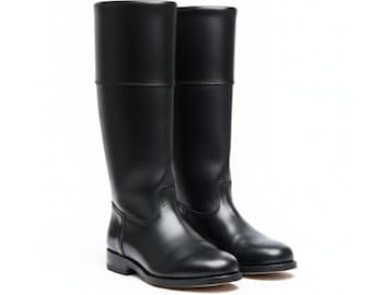 Handmade Colonial Riding Boots for Men | Revolutionary War Style Black Leather Tall Boots