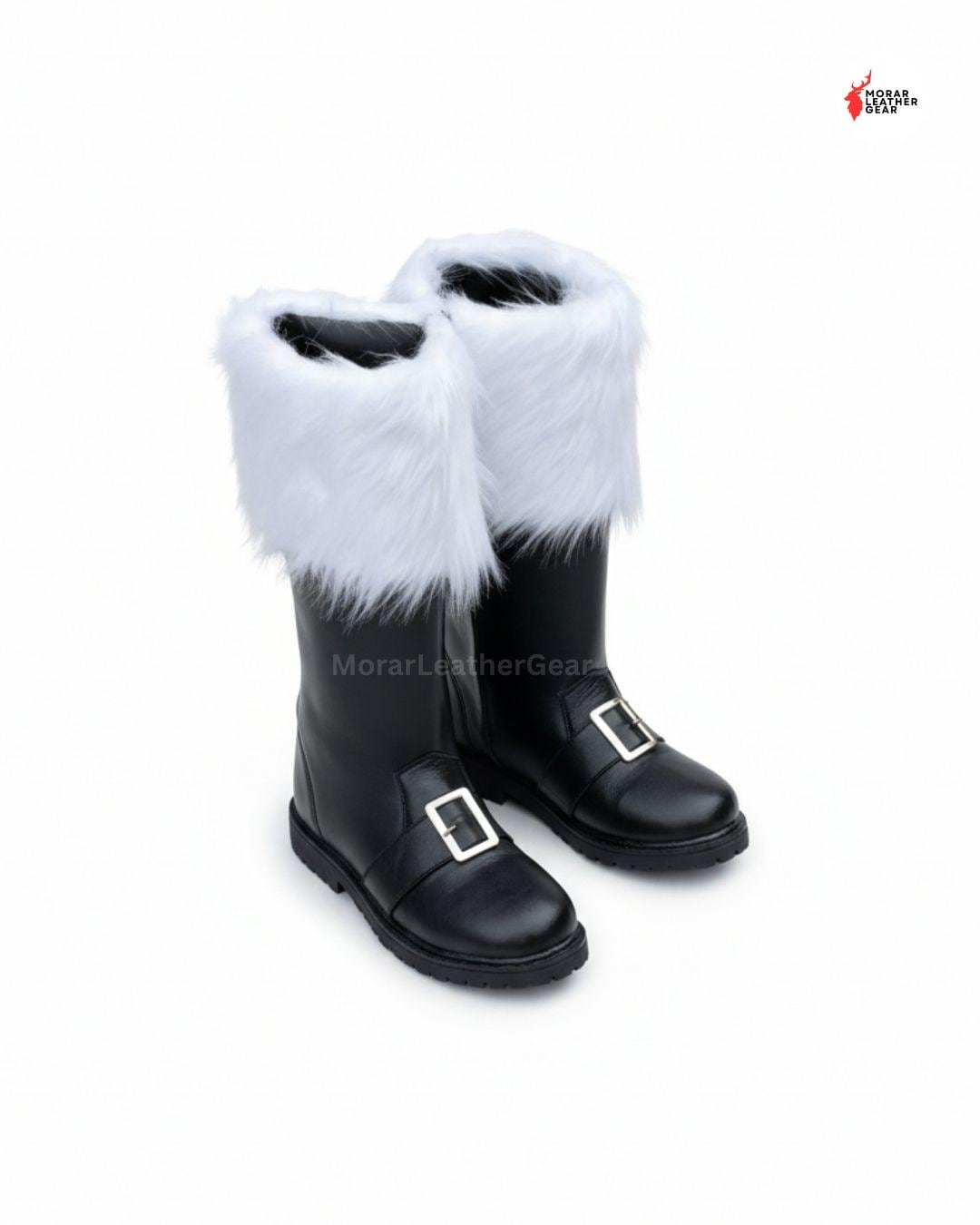 PAYDVOIER Botas De Santa Claus Para Hombre – Cuero Sintético Con Forro De Pelo Blanco Y Cremallera Lateral, Perfectas Para Halloween Y Navidad