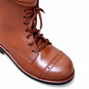 Botas de caballería M40 estadounidenses hechas a mano - Bota larga de cuero marrón para oficial de caballería vintage imagen 4