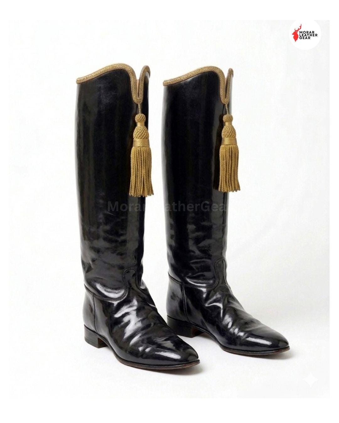 Civil War Cavalry Boots Handmade Black Leather Knee High Boots, 19th ...