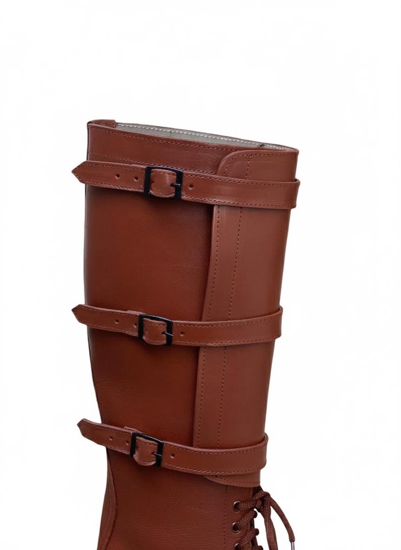 Botas de caballería M40 estadounidenses hechas a mano - Bota larga de cuero marrón para oficial de caballería vintage imagen 5