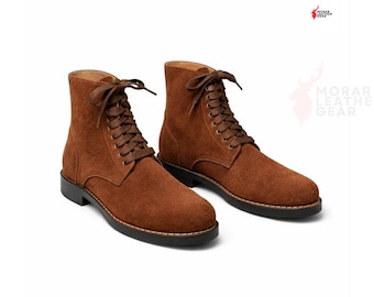 Handmade USMC Boondocker Boots - Vintage Roughout Leather Combat Boot