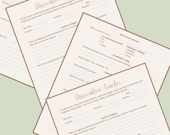 Dissociation Tracker Color Printable | DID OSDD Journal | Grounding & Awareness Worksheet