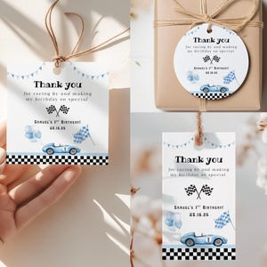 Editable Fast One Party Favor Gift Tag, Customizable Race Car Birthday Party Favor Sticker, Two Fast Birthday, First Lap Birthday Tag, H01B