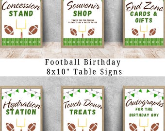 Football Birthday Party Table Signs, Editable First Year Down Table Decor, Printable 8x10 Football Signs, First Down Table Displays, F01D