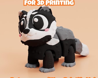 Gegliederter Dachs 3D Druck-Datei: Flexi Fidget Spielzeug (STL & 3MF Digital Download)