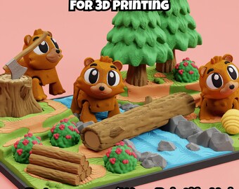 Articulated Bear Habitat STL File: Flexi Fidget Toy (3D Printing Digital Download)