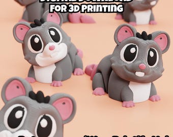 May include: Multiple gray and white cartoon mouse figurines with pink inner ears and noses, featuring a textured 3D printed surface. The text DIGITAL DOWNLOAD FOR 3D PRINTING and Patreon.com/WowPrintifyHub is visible over the mouse figures.