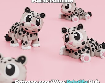 Articulated Snow Leopard STL & 3MF – Flexi Fidget Toy for 3d printing (Digital Download)