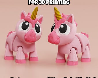 Articulated Unicorn STL & 3MF – Flexi Fidget Toy for 3d printing (Digital Download)