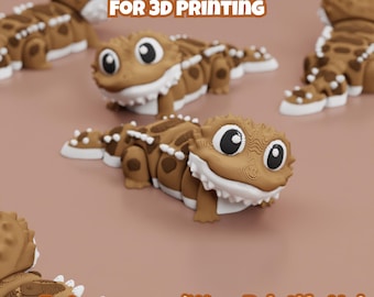 May include: Multiple brown and white articulated lizard figures with large eyes and textured surfaces. The text DIGITAL DOWNLOAD FOR 3D PRINTING and Patreon.com/Wow Printify Hub is visible in the image, indicating a file for 3D printing.