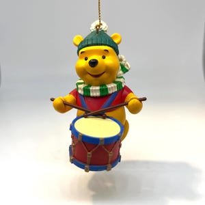 Winnie the Pooh Disney Christmas Magic Grolier Vintage Ornament Collectible Original Box Drum, FREE SHIPPING