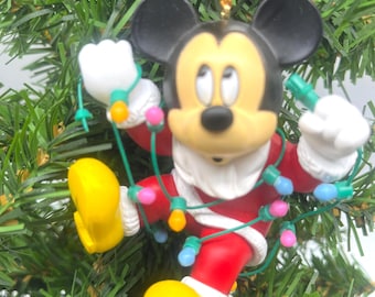 Disney Mickey Mouse Santa wiszące lampki Grolier Vintage kolekcjonerskie