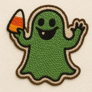 Halloween Embroidered Patch: Spooky Ghost, Pumpkin, Cat & Owl Appliqué