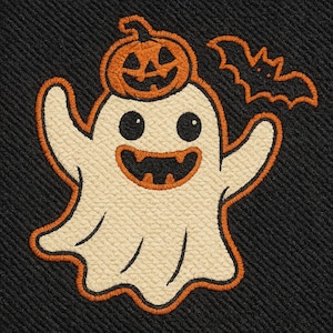 Halloween Embroidered Patch: Spooky Ghost, Pumpkin, Cat & Owl Appliqué