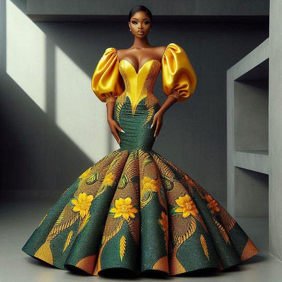 Prom Dresses Yellow African Wedding Dress African Prom Dress African  Mermaid Dress African Wedding Dress