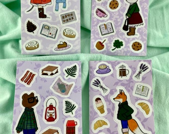 Woodland Critters Sticker Sheet – Cute Forest Animal Stickers for Journaling & Crafts - buy 3 get 25 percent off