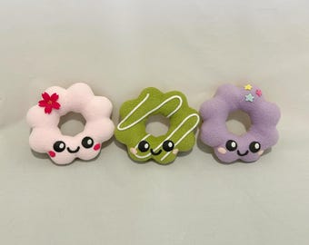 Mochi Donut Plushies – Sakura, Taro, and Matcha – Kawaii Handmade Japanese Dessert Plushies