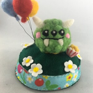 Handmade Needle Felted Alien Monster Plushie – “Monster’s Day Out at the Fair” – Collectible Art Toy