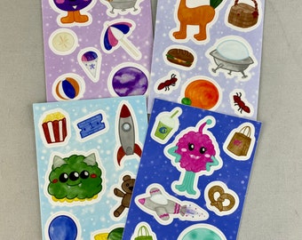 Alien Adventure Sticker Sheet – Cute Space-Themed Stickers for Journals Planners & Laptops - buy 3 get 25 percent off