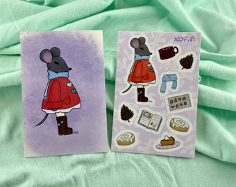 Woodland Critters Sticker & Postcard Bundle – Cute Forest Animal Stationery – Special Deal!