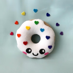 Pride Donut Plushie – Handmade Kawaii Love Donut Toy – Rainbow Stuffed Plush – LGBTQ+ Gift – Custom Flag Donut Available