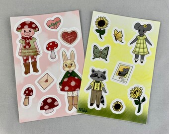 Woodland Critters Couples Sticker Sheets – Cute Animal Pairs for Journals & Planners