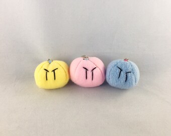 Angry Face Dango Plushie-sleutelhanger – Japanse dessertbedel – schattig kawaii-tasaccessoire