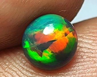 AAA Ethiopian Black Opal Cabochon - Multi Fire Gemstone (6X6X3MM)
