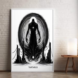 Tartarus Greek God Line Art Print: Minimalist Mythology Decor (Digital Download)