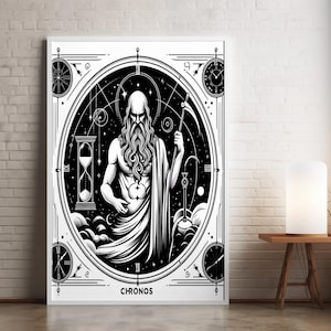 Stampa artistica di Chronos: decorazione mitologica minimalista del dio greco (download digitale)