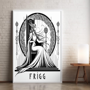 Frigg Norse God Wall Art, Line Art Poster–Minimalist Printable Digital Download, Norse Mythology Print, Mythology Gift, Scandinavian Decor