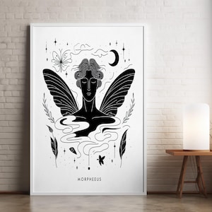 Morpheus Line Art Print: Minimalist Mythology Poster Greek God (Digital Download)