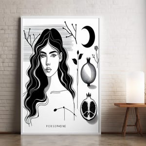 Stampa artistica di Persefone: decorazione minimalista della mitologia greca (download digitale)