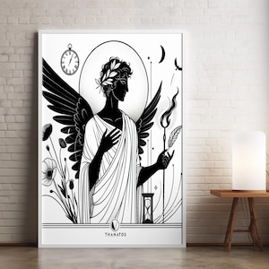 Thanatos Line Art Print: Minimalist Mythology Decor Greek God (Digital Download)