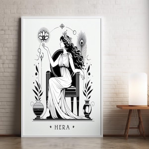 Stampa artistica Hera Line: decorazione mitologica minimalista della dea greca (download digitale)