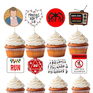 Décorations de cupcakes d'étrangers, fête d'anniversaire d'étrangers, décorations de cupcakes d'étrangers, fichier PDF numérique prêt à imprimer
