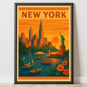New York City Travel Poster – Vintage Wall Art Print – Retro NYC Decor (3 Sizes)