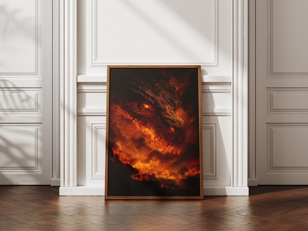 Fire Dragon Fantasy Poster - Wall Art - Etsy