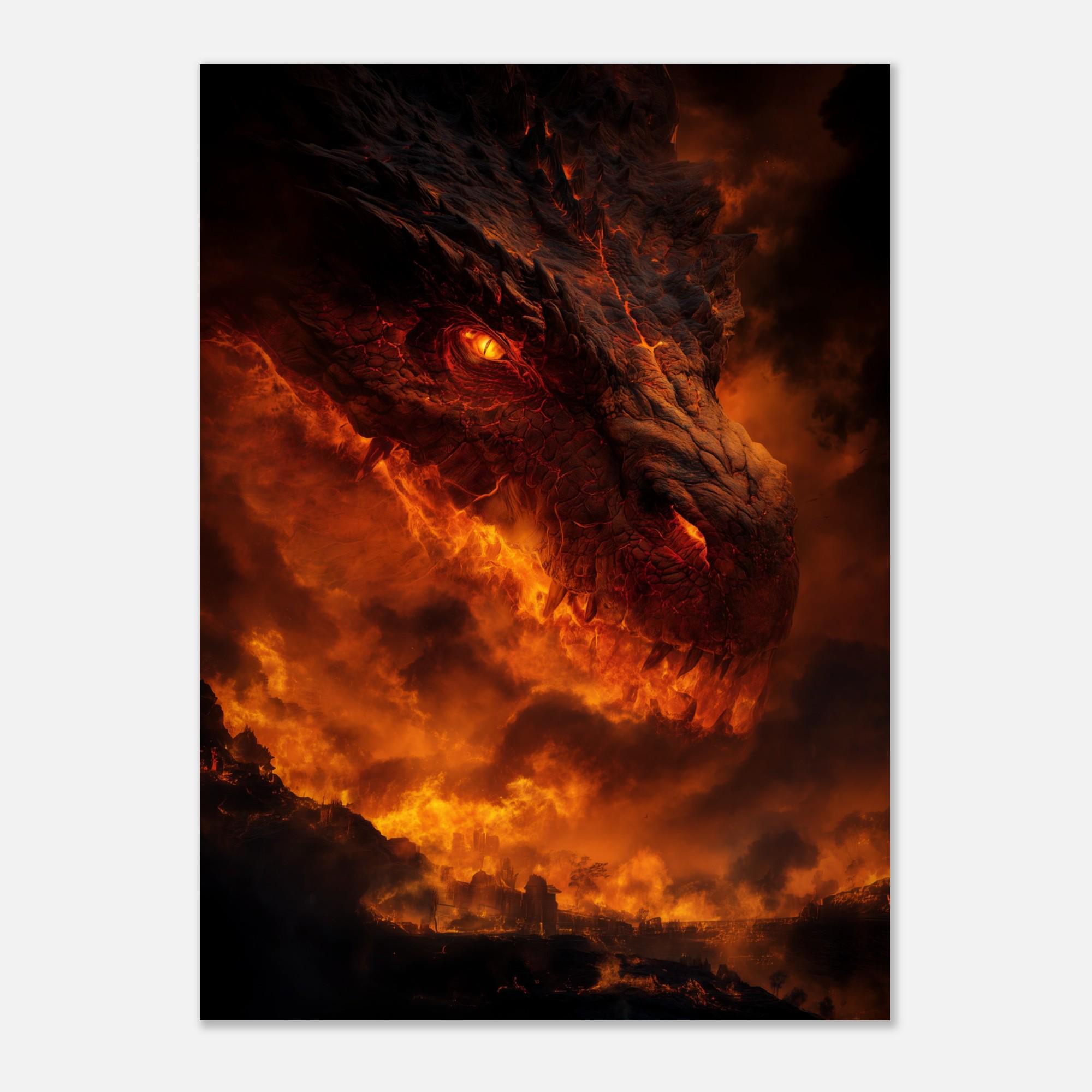 Fire Dragon Fantasy Poster - Wall Art - Etsy