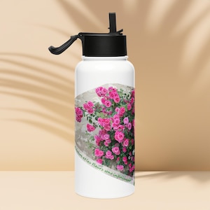 Stainless steel water bottle with straw