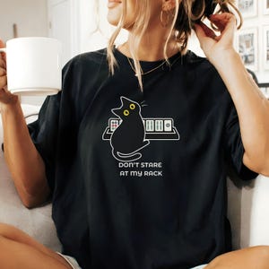 Funny Mahjong Cat Shirt, Don't Stare At My Rack Mahjong Player Gift, Sarcastic Tile Game Tee, Mahjong Lover Shirt, Black Cat Mahjong Gift image 4