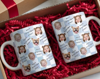 Personalized Photo Face Kid Baby, Father's Day Birthday Mug Gifts For Dad, Grandpa Fueled By Family Love, Best Grandpa Ever Custom Photo