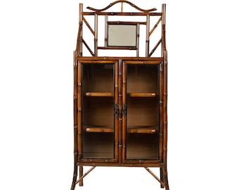Antique English Faux   Bamboo Etegere